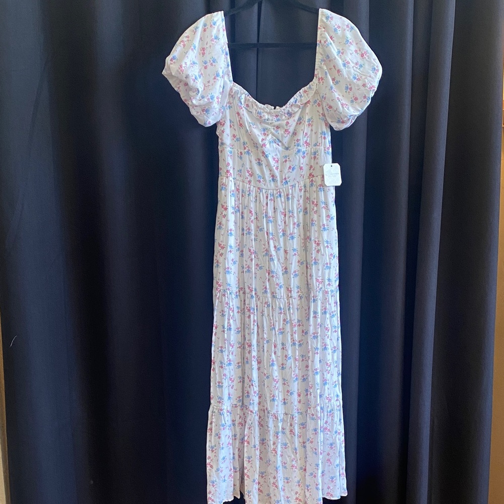 Altar’d StateFloral Puff-Sleeve Midi Dress